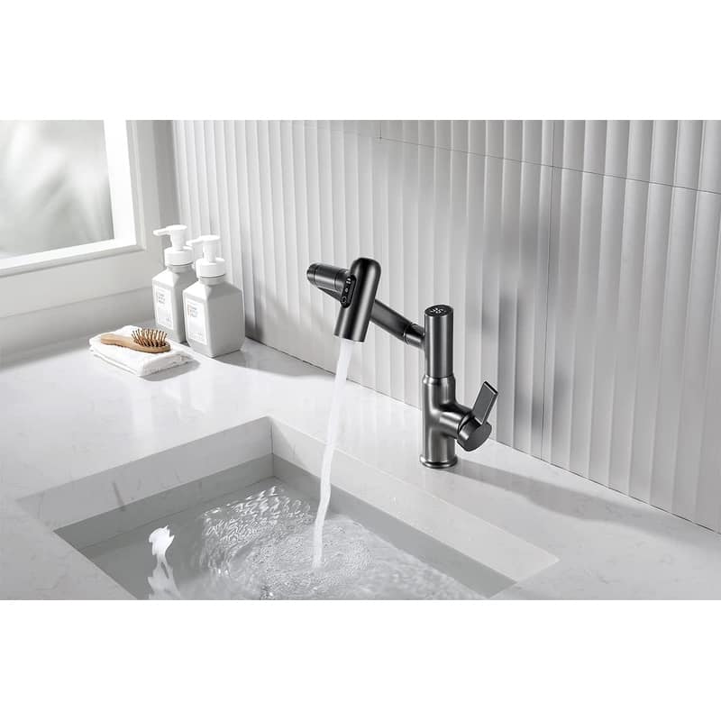 Lefton Rotatable Bathroom Faucet with Temperature Display in Fahrenheit (Batteries-Free), BF2204