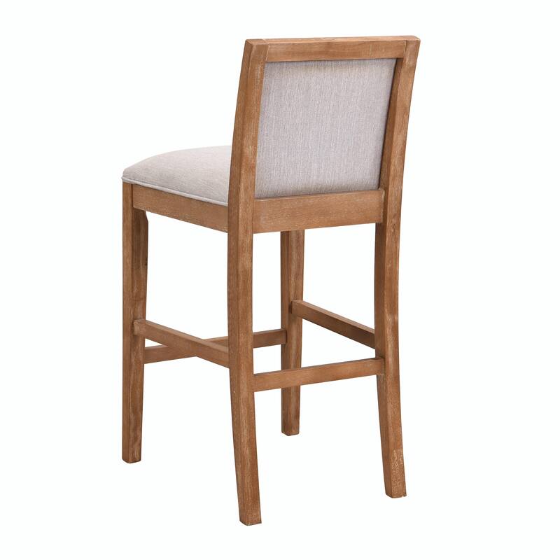 30.5" Bar Stools Set of 2, Rubberwood Frame, Upholstered Fabric Seat with Sponge Cushion