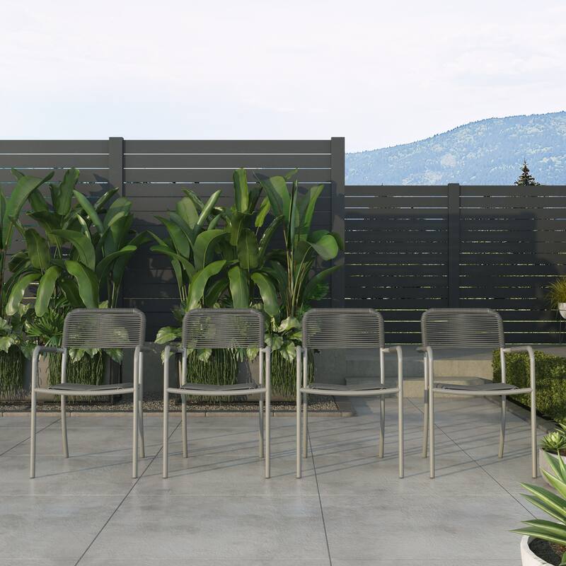 Amazonia Curry 2pc or 4pc Aluminum & Rope Outdoor Patio Dining Chairs - Set of 4 - Grey