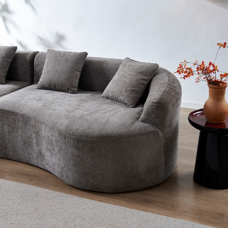 111.02" Curved Chenille Sectional Sofa, No Assembly Required