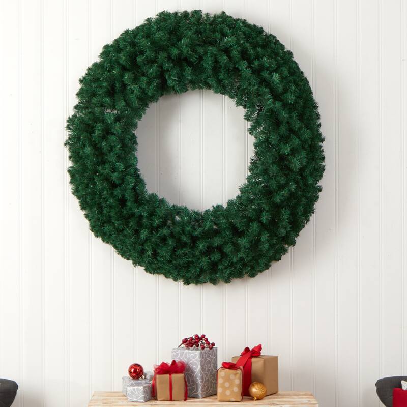 Pre-Lit Pine Artificial Christmas Wreath, 48-Inch, Warm White LED Lights