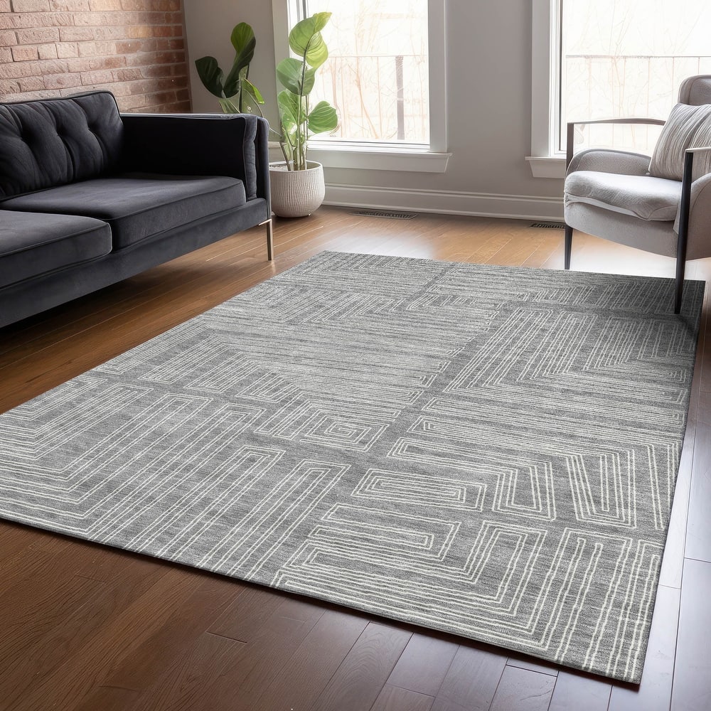Machine Washable Indoor/ Outdoor Contemporary Stack Chantille Rug