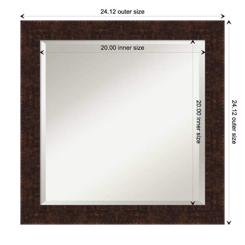 Beveled Wall Mirror - William Mottled Bronze Narrow Frame - William Mottled Bronze Narrow - 24 x 24-inch