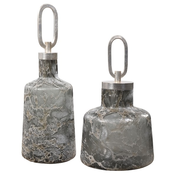 slide 2 of 3, Uttermost Storm Art Glass Bottles (Set of 2)