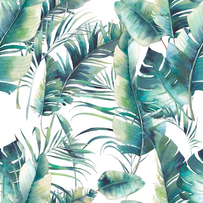 Green Tropical Leaves Removable Wallpaper - 24'' inch x 10'ft