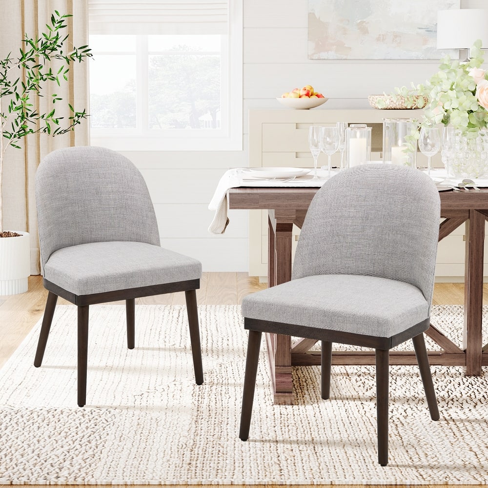 Upholstered Fabric Dining Chairs with Curved Backrest