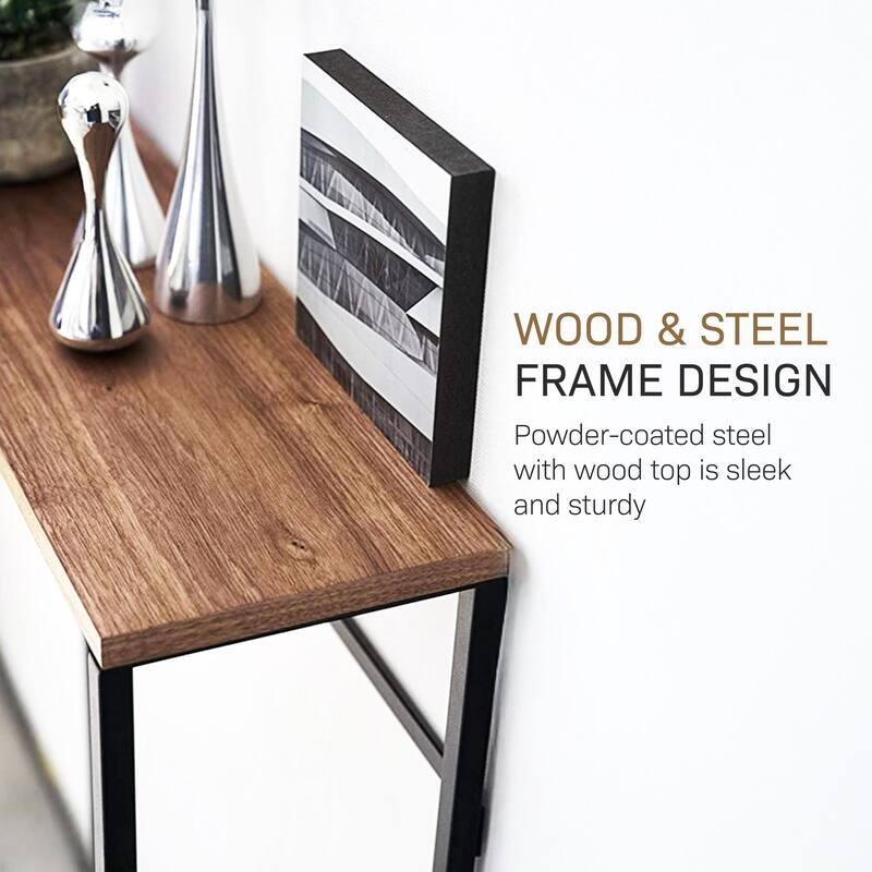 Yamazaki Home Narrow Entryway Console Table, Steel, Holds 11 lbs - L 7.28 x W 23.62 x H 31.69 inches