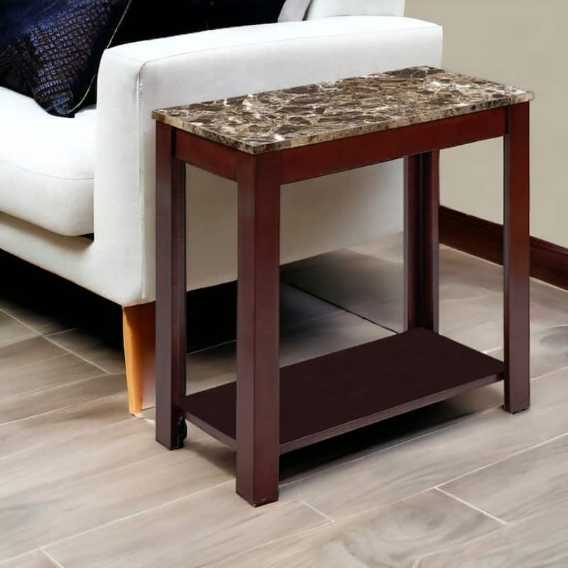 24 Inch Brown End Table with Shelf for Living Room or Bedroom - 24" x 12" x 24"