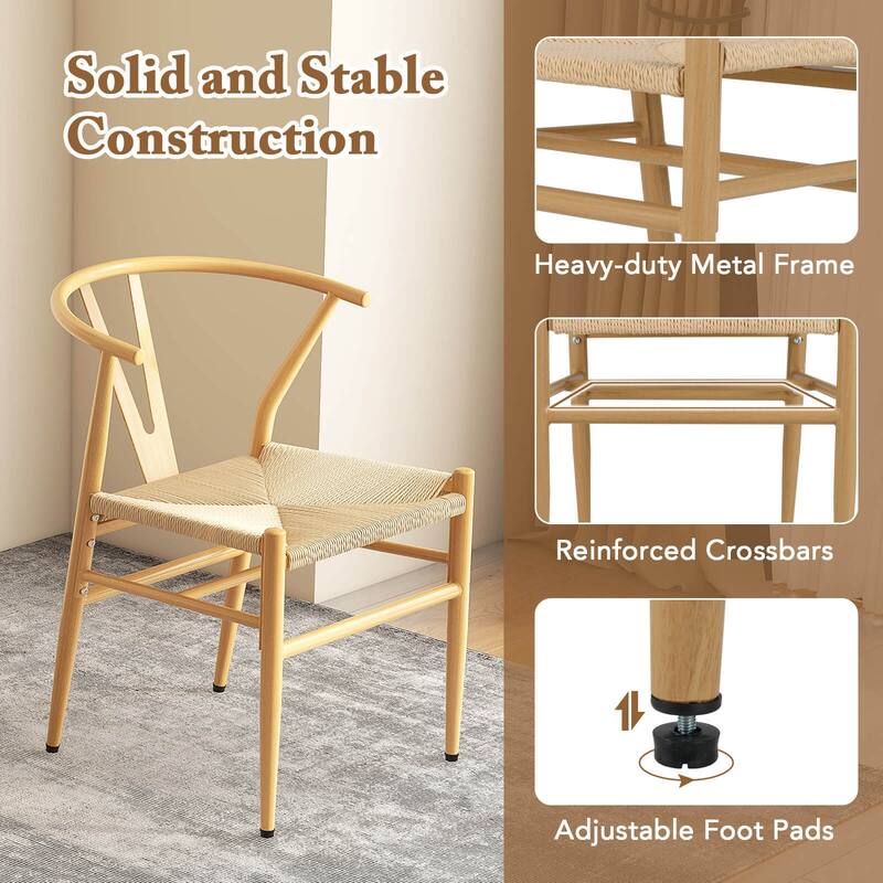 Costway Modern Dining Chair Set of 2/4 Weave Kitchen Armchairs with - See Details
