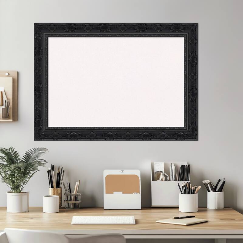 Filigree Gloss Black Framed Cork Board - Bulletin Board, Organization Board, Pin Board