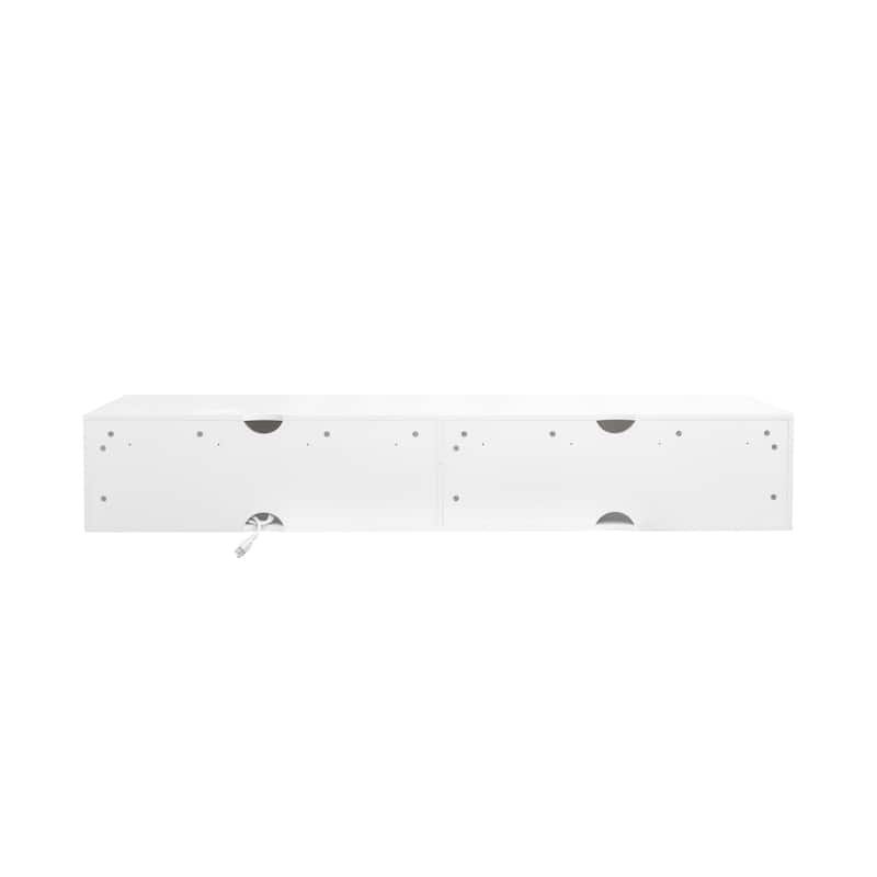 ​​Modern Floating TV Stand with 20 Color LEDs and 2 Storage Shelf Capacity for Living Room Bedroom and Office​