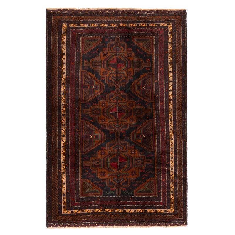 ECARPETGALLERY Hand-knotted Teimani Black, Red Wool Rug - 3'10 x 5'10
