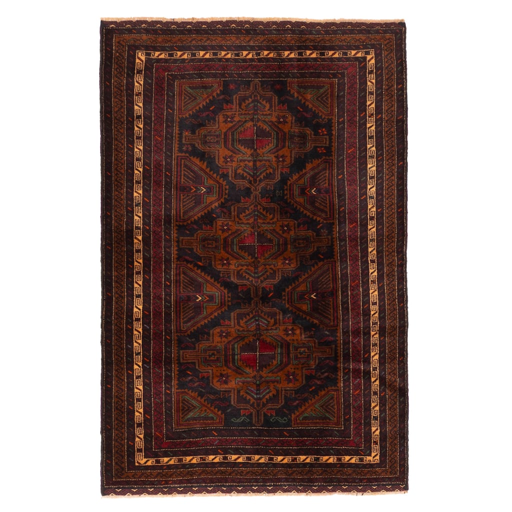 ECARPETGALLERY Hand-knotted Teimani Black, Red Wool Rug - 3'10 x 5'10