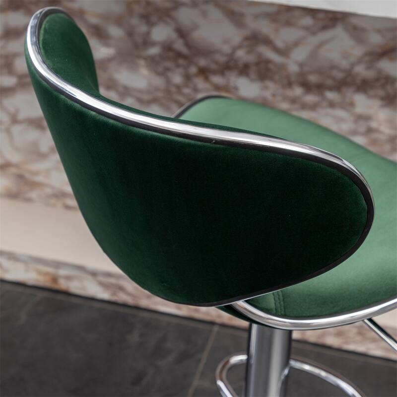 Velvet Upholstered Adjustable Swivel Barstool,Set of 2