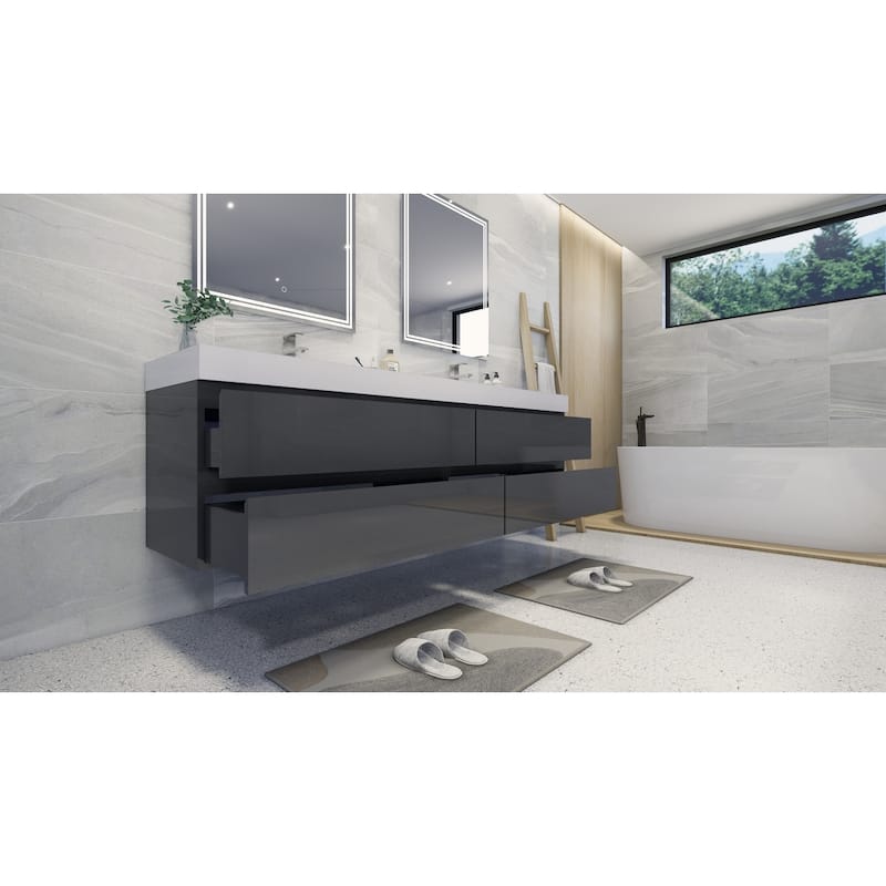 Baillie 84'' Wall-Mounted Vanity with Double Reinforced Acrylic Sink
