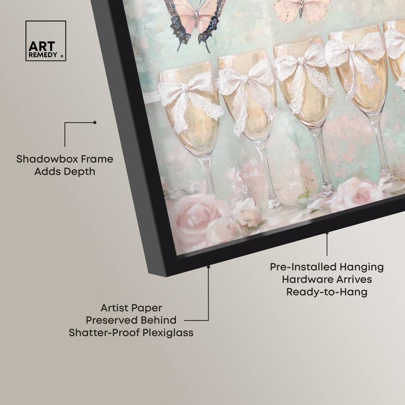 Champagne Mint and Pink Glass Shadowbox by Art Remedy