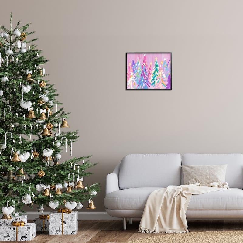 Stupell Pastel Christmas Trees Abstraction Framed Giclee Art Design By Arlington Prints