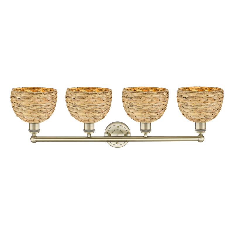 Innovations Lighting Endless Possibilities Edison - Woven Rattan - 4 Light 35" Bath Vanity Light
