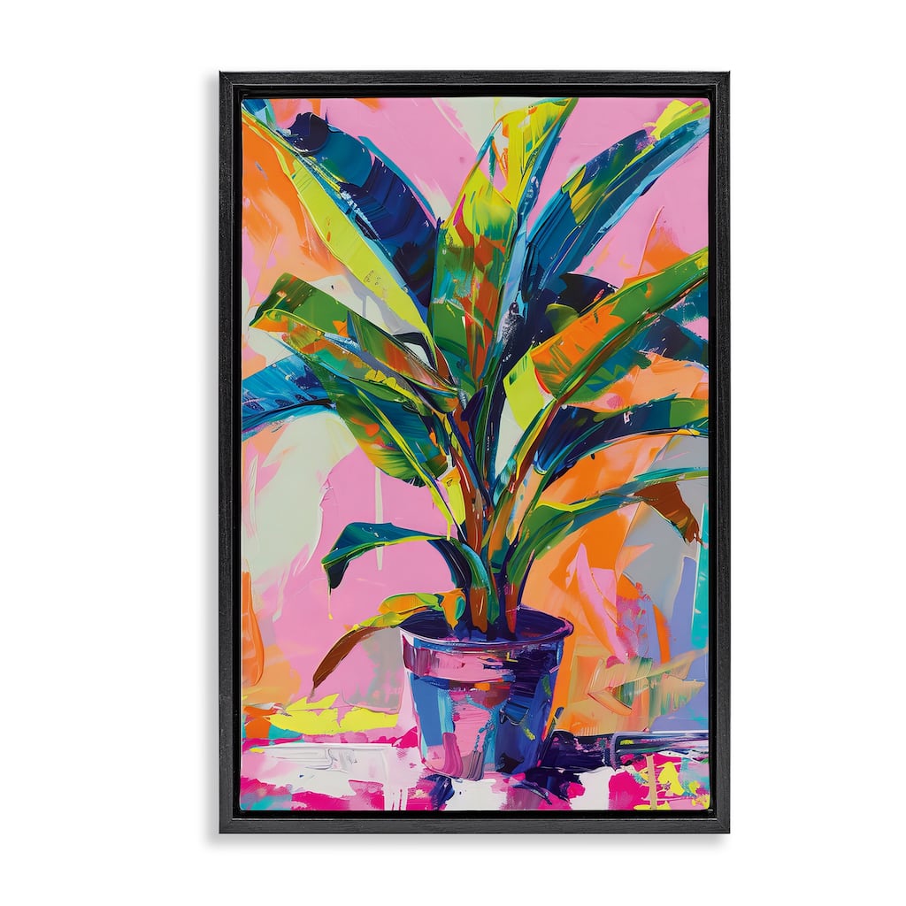 Stupell Vivid Saturated House Plant Framed Floater Canvas Wall Art Design By LSR Design Studio