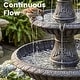 preview thumbnail 3 of 11, 51.51in Vintage Carved 3 Tier Fountain Classic European Outdoor Water Feature with Dual Tier Light Rings ETL Certified Pump