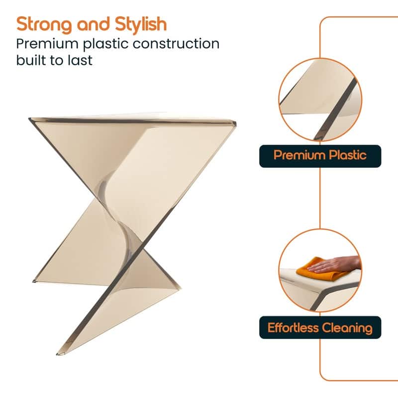 Randolph Modern Indoor Lightweight Side Table with Triangular Curved Design Accent End Table for Home Living Room or Bedroom