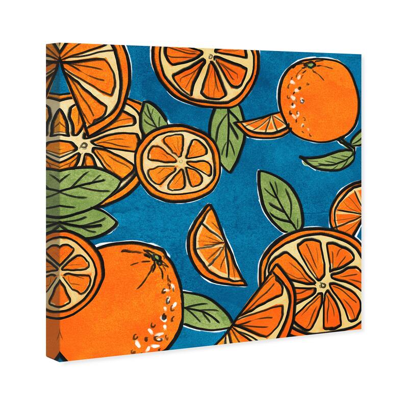 Wynwood Studio 'Fresh Squeezed' Food and Cuisine Wall Art Canvas Print Fruits - Orange, Blue