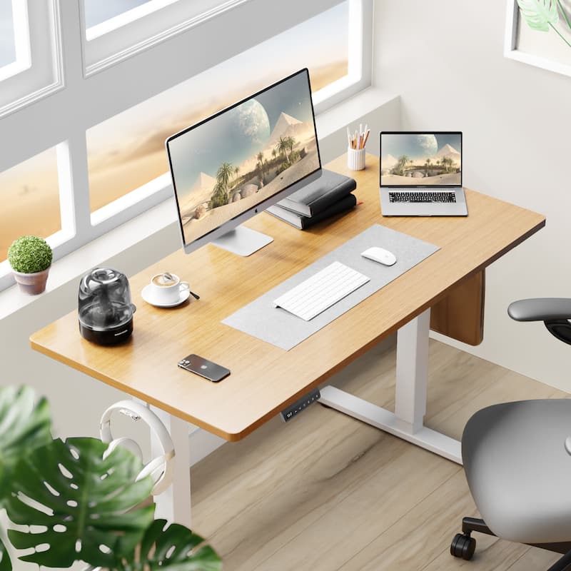 Electric Standing Desk - Adjustable Height Computer Workstation with Memory Settings for Home Office, Gaming & Study