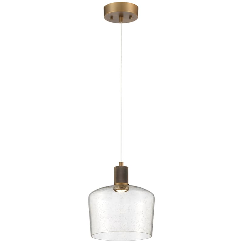 Port Nine Chardonnay LED Pendant - Dedicated LED - Antique Brushed Brass/Seeded Glass
