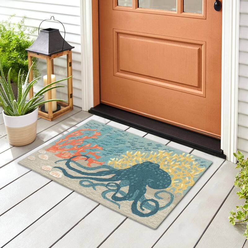 Liora Manne Frontporch Octopus Indoor/Outdoor Rug - 2'6" x 4'