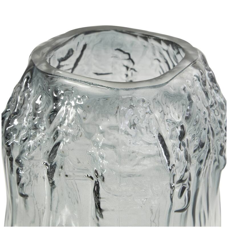 Gray Glass Handmade Dimensional Textured Square or Rectangular Ombre Vase