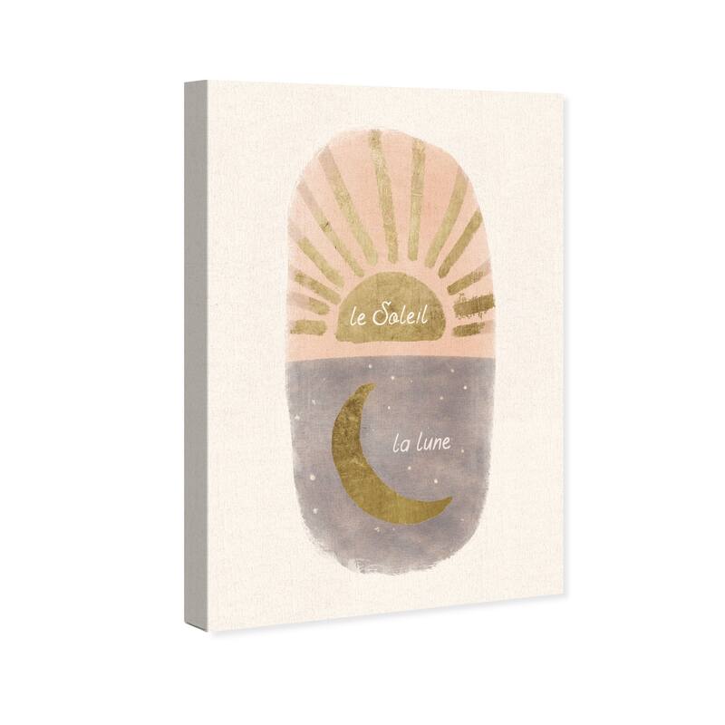 Wynwood Studio Canvas Astronomy and Space Soliel and Lune Gold and Metallic Gold Glam Wall Art Canvas Print