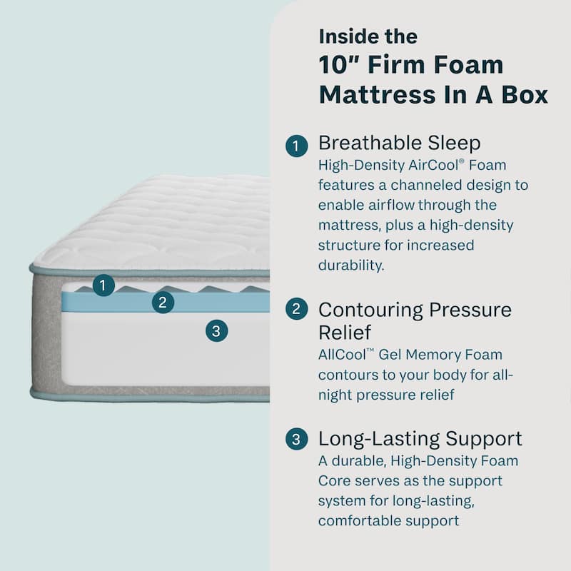 Beauty Sleep Slumber Time 10" Memory Foam Firm Mattress in a Box