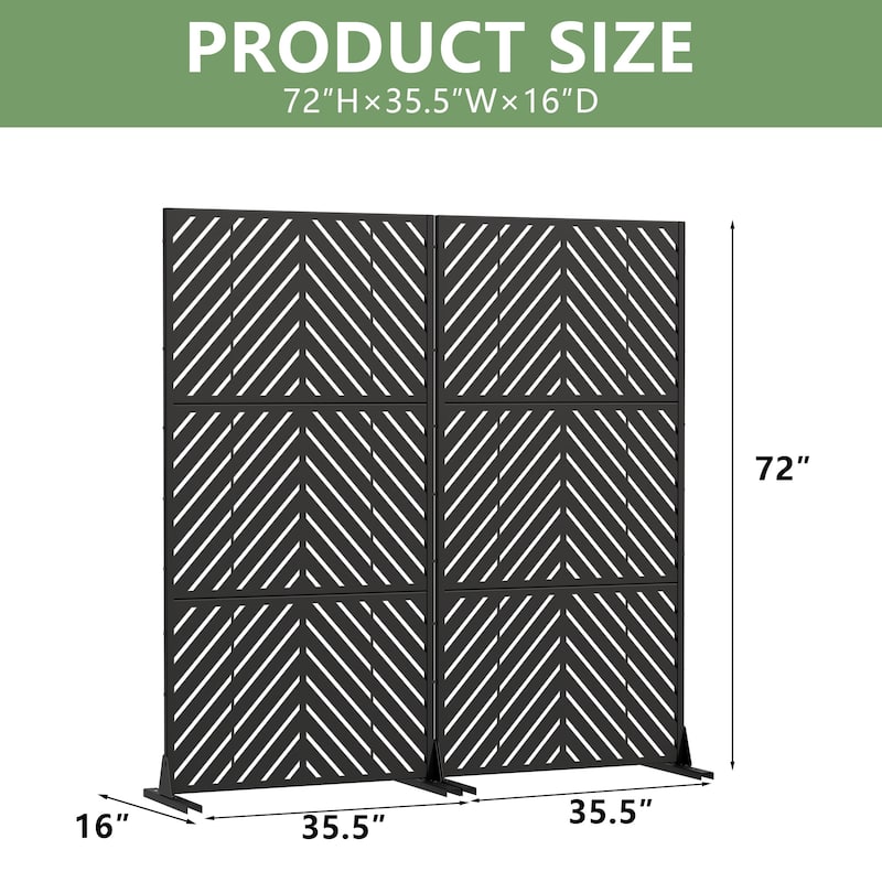 Outdoor Privacy Screen with Stand for Patio Garden Metal Fence Set of 2