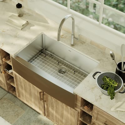 Karran Farmhouse/Apron Stainless Steel 33 in. Single Bowl Sink Kit