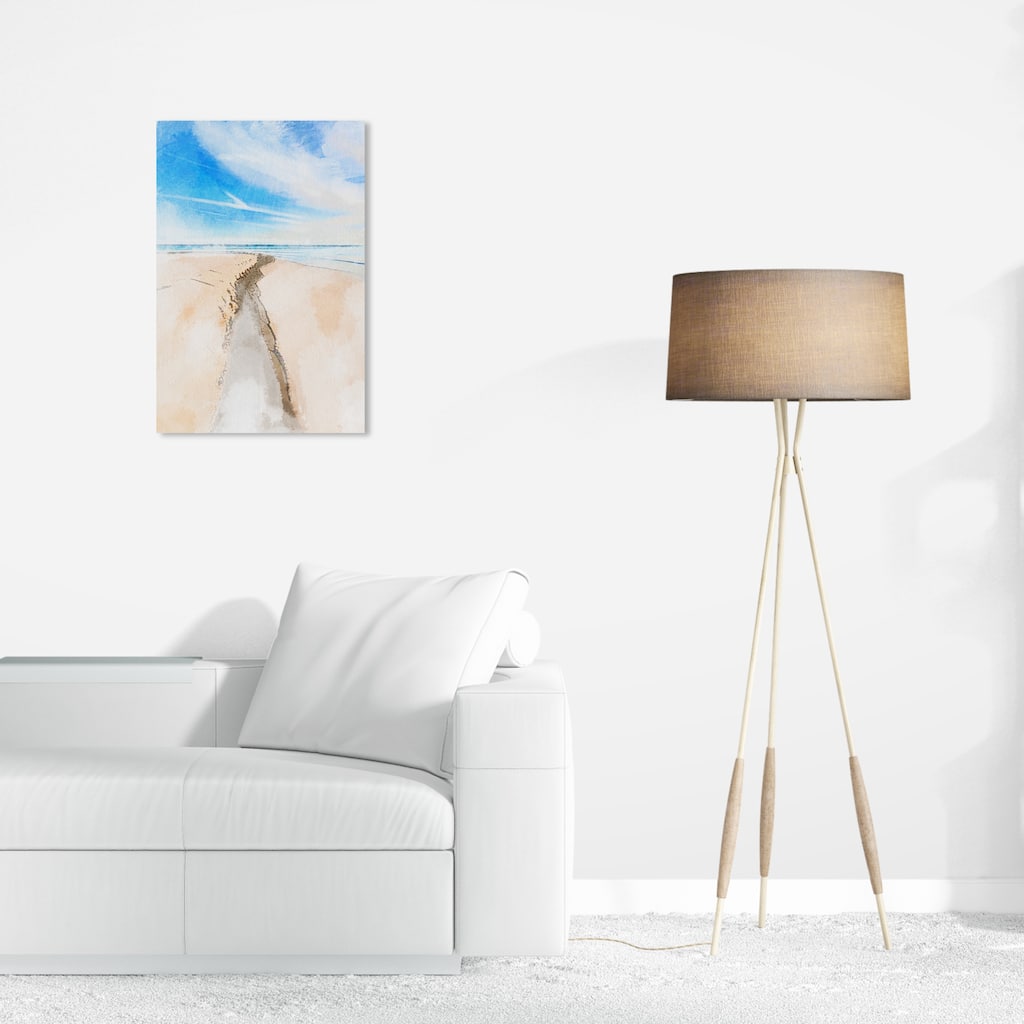 Wynwood Studio Canvas Nautical and Coastal Path in Sand Blue and Light Blue Nautical & Coastal Wall Art Canvas Print