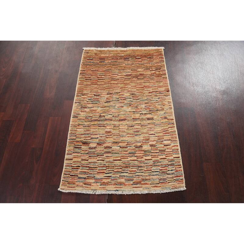 Striped Modern Gabbeh Kashkoli Oriental Wool Area Rug Handmade Carpet - 2'5" x 3'9"