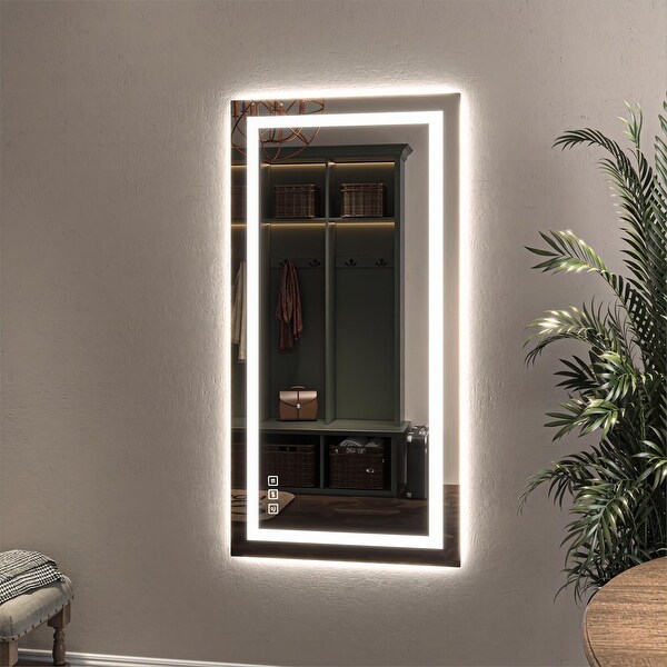 Organnice Wall Mounted Full Length Mirror LED Light Full Body Mirror 60 28