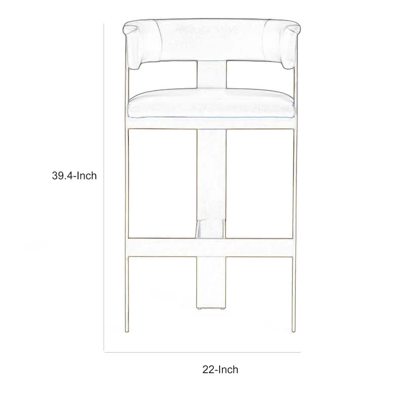 Cid Willow Barstool Chair, Black Faux Leather, Gold Metal Three Leg Base