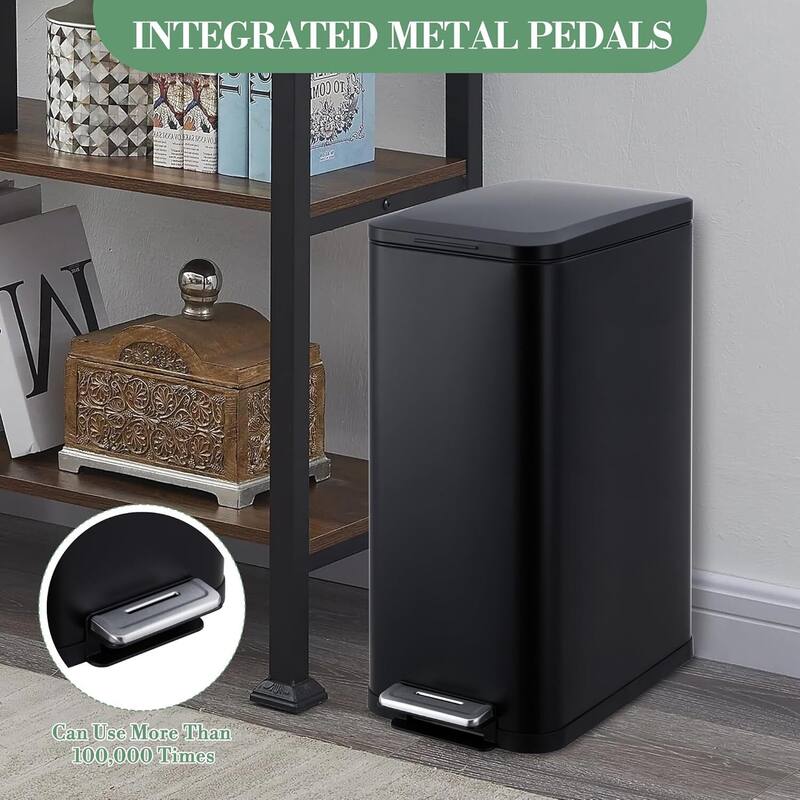 13.2 Gallon Slim Trash Can with Lid Soft Close for Bedroom, Office, Kitchen