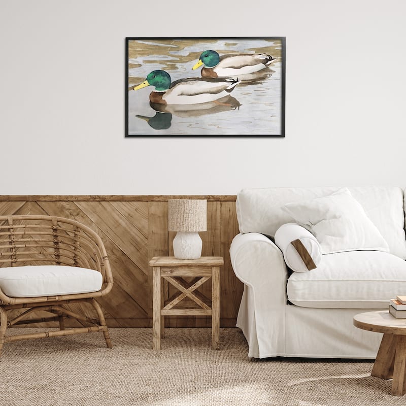 Stupell Mallard Ducks Pair Framed Giclee Art Design By Stephanie Fielden