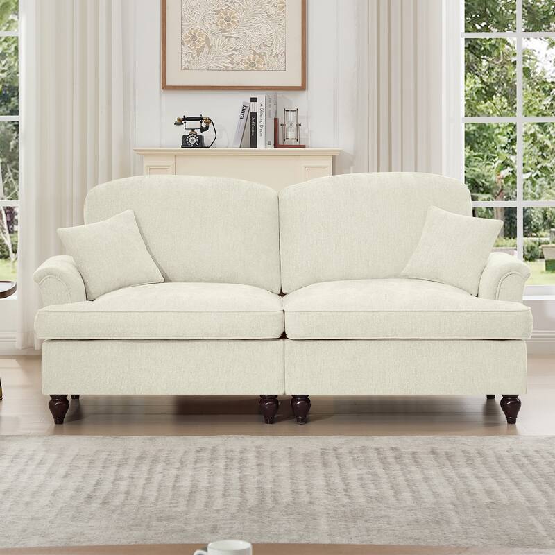 GDFStudio - Elegant Mid Century Oversized 2-Seater 76.4" Chenille Sofa with Flared Arms