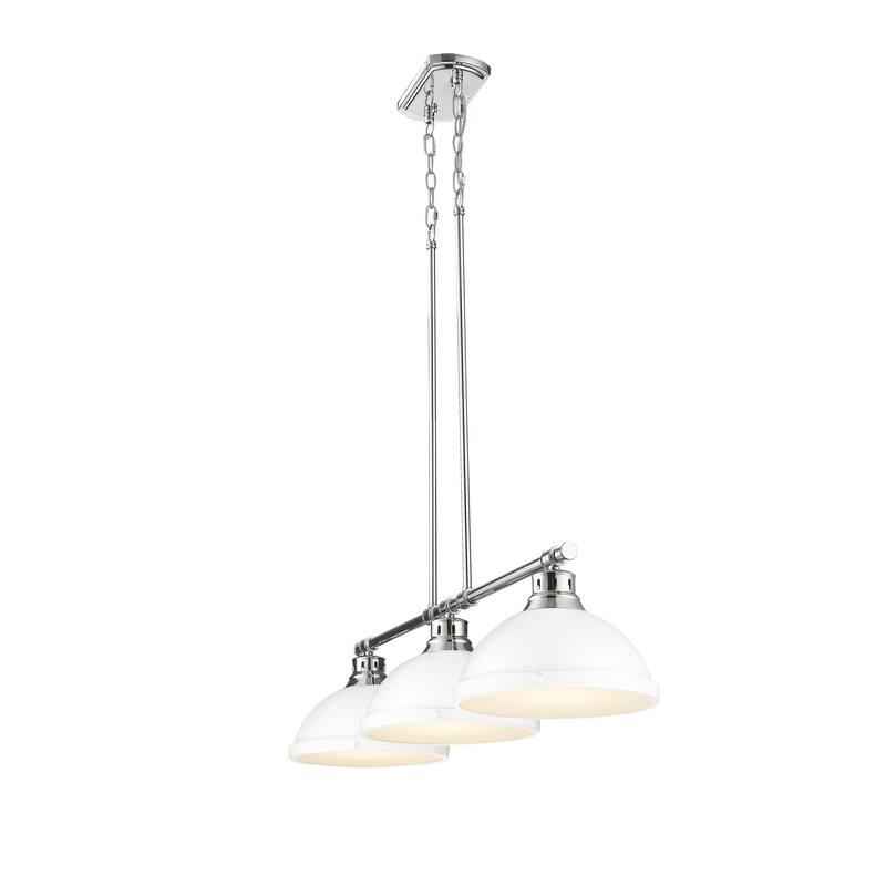 Yep by Golden Lighting Duncan 3-light Island Light in Pewter and Matte White shade