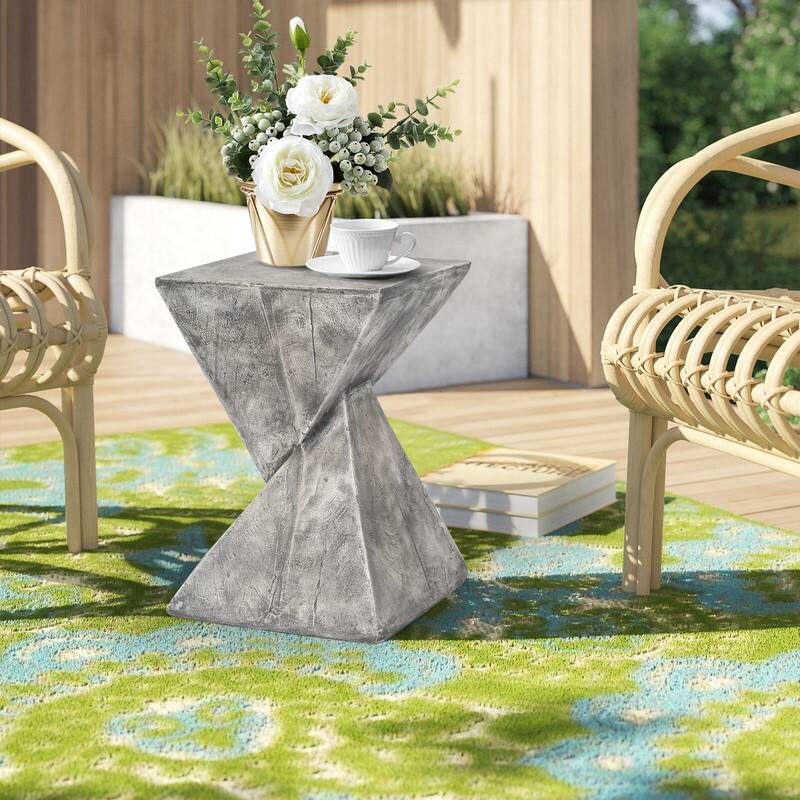Adeco Outdoor Indoor Concrete Side Table Modern Accent End Table