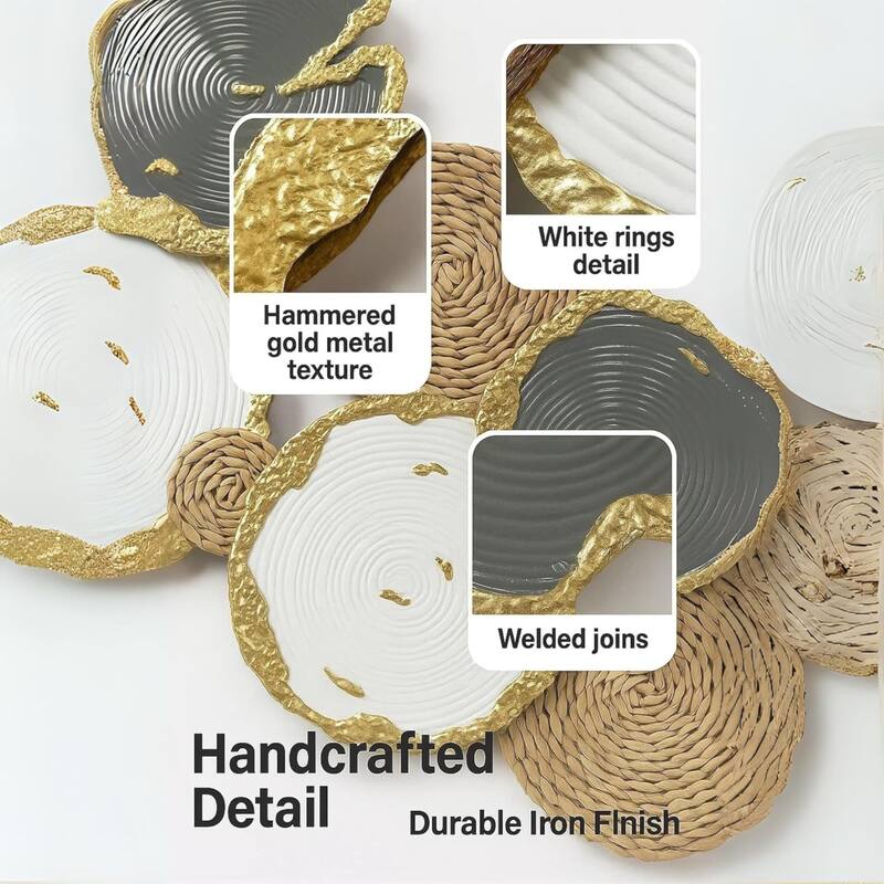 Aria Home Mixed Material Metal Wall Art Luisay Horizontal Rings Decor