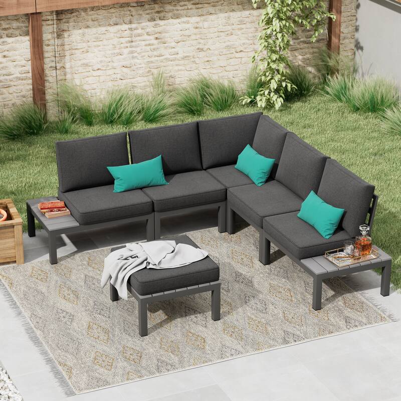 Corvus Fox Bay Aluminum Outdoor 6-piece Sectional Sofa Set