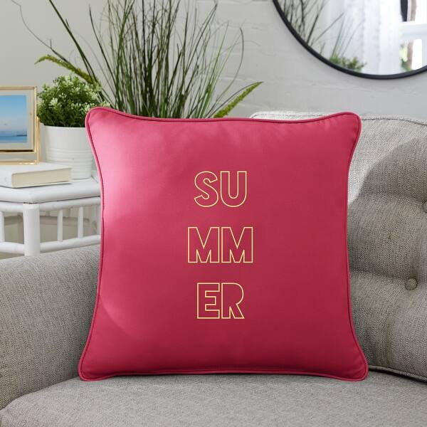 slide 2 of 10, Summer Indoor/Outdoor Embroidered Square Pillow, Knife Edge - 18" x 18" Hot Pink