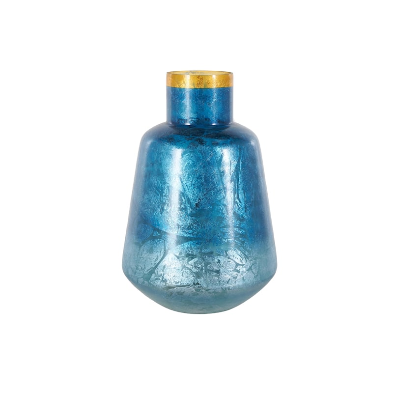 Glass Handmade Decorative Vase - Blue or Black - Roche River Decor