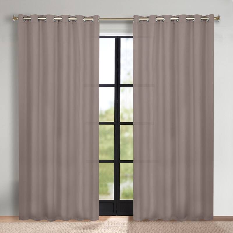Superior Solid Machine Washable Room Darkening Grommet Blackout Curtains, Set of 2