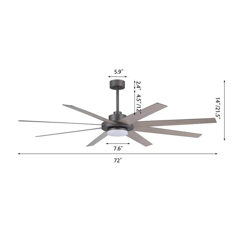 60 in. Indoor 8 Wood Blades Ceiling Fan with LED light and remote