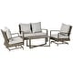 preview thumbnail 2 of 7, Outsunny 4 Piece Patio Furniture Set with Cushions, Outdoor Conversation Sets with Rattan Rocking Chair